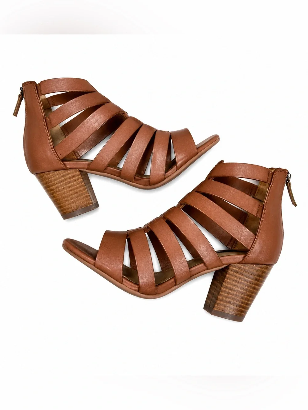 Steven by Steve Madden Brown Leather Caged Heels | Strappy Pumps | 9.5